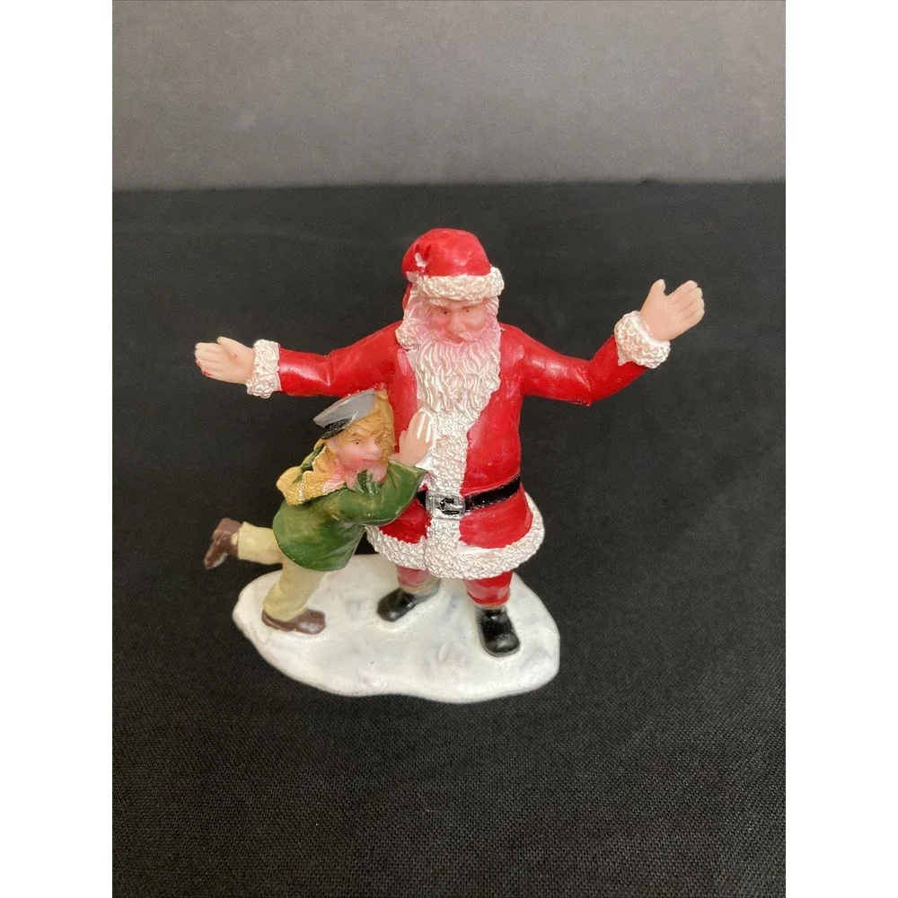Vtg Lemax Mini Figurines‎ Lot of 8 Santa Phone Booth Skaters Snowman Resin 90s